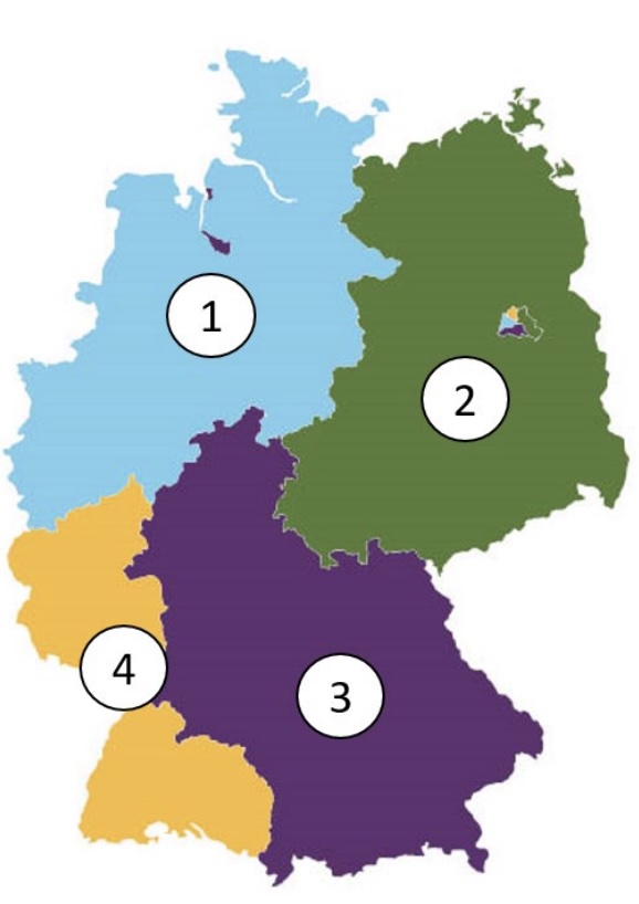 How were the occupation zones of Germany distributed after 1945?